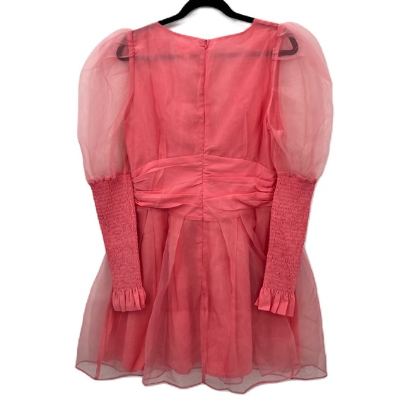 NWT Sugar Thrillz Talk About Forever Organza Mini Dress Sheath Bodycon Barbie - Picture 2 of 9